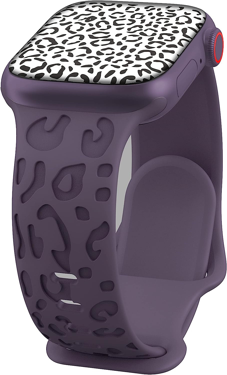 Kingofkings Leopard Engraved Band Compatible with Apple Watch Band 38Mm 41Mm 40Mm 44Mm 45Mm 49Mm 42Mm Women Men, Comfortable Cheetah Silicone Sport Bands for Iwatch Series 8 7 6 5 4 3 2 1 SE Ultra  KingofKings Crimson cherry 42mm/44mm/45mm/49mm 