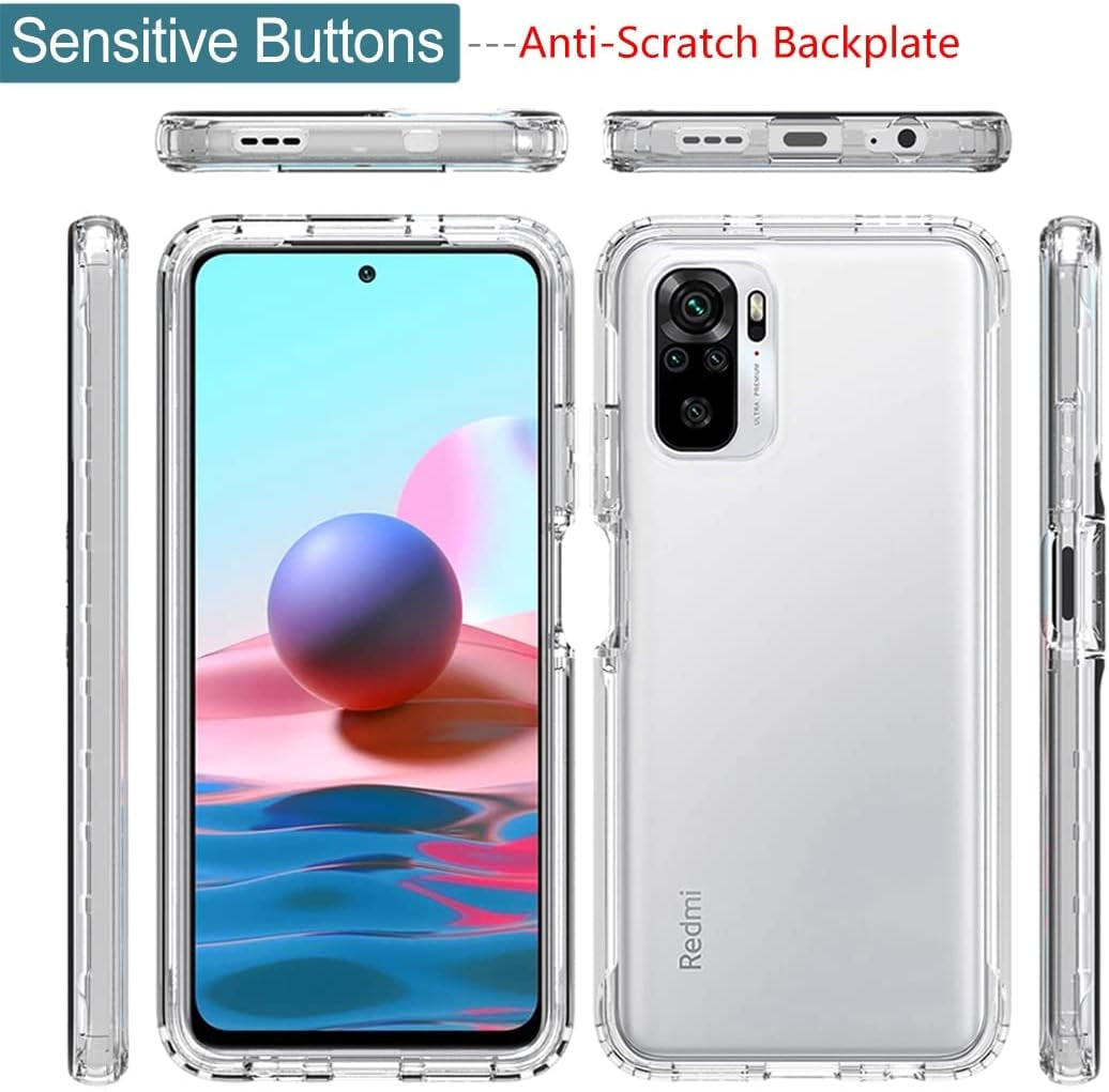 Zoeirc Case for Redmi Note 10 (4G)/Redmi Note 10S Case with Tempered Glass Screen Protector, Soft 360 Full Body Shockproof Hybrid Bumper Crystal Clear Case Cover for Xiaomi Redmi Note 10S (Clear)  Zoeirc   