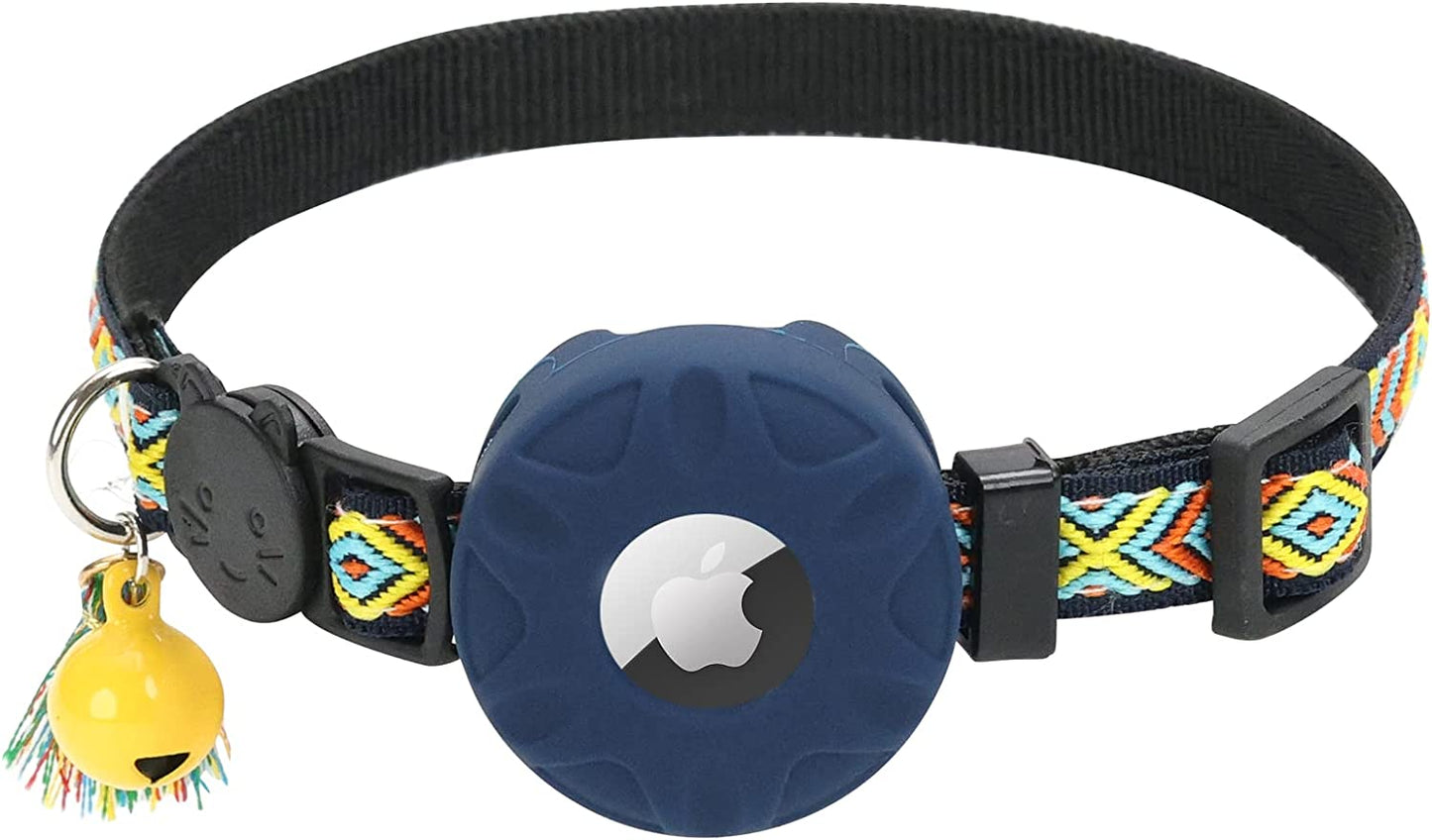 Airtag Cat Collar,Daboqed Kitten Collar Adjustable Breakaway Collar with Safety Buckle and Silicone Airtag Holder Case Compatible with Airtag Pet Collar for Female Girl Cats Male Boy Cats(Mint Green)  DaboQed Green  