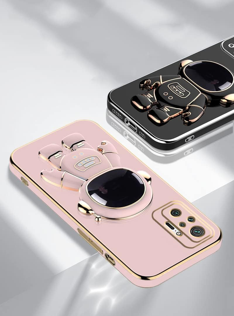 Compatible with Xiaomi Redmi Note 10 Pro Case Silicone TPU Plating, Xiaomi Redmi Note 10 Pro Cases Cute Astronaut Pattern Phone Case with Stand (Pink)  Tiwinxing   
