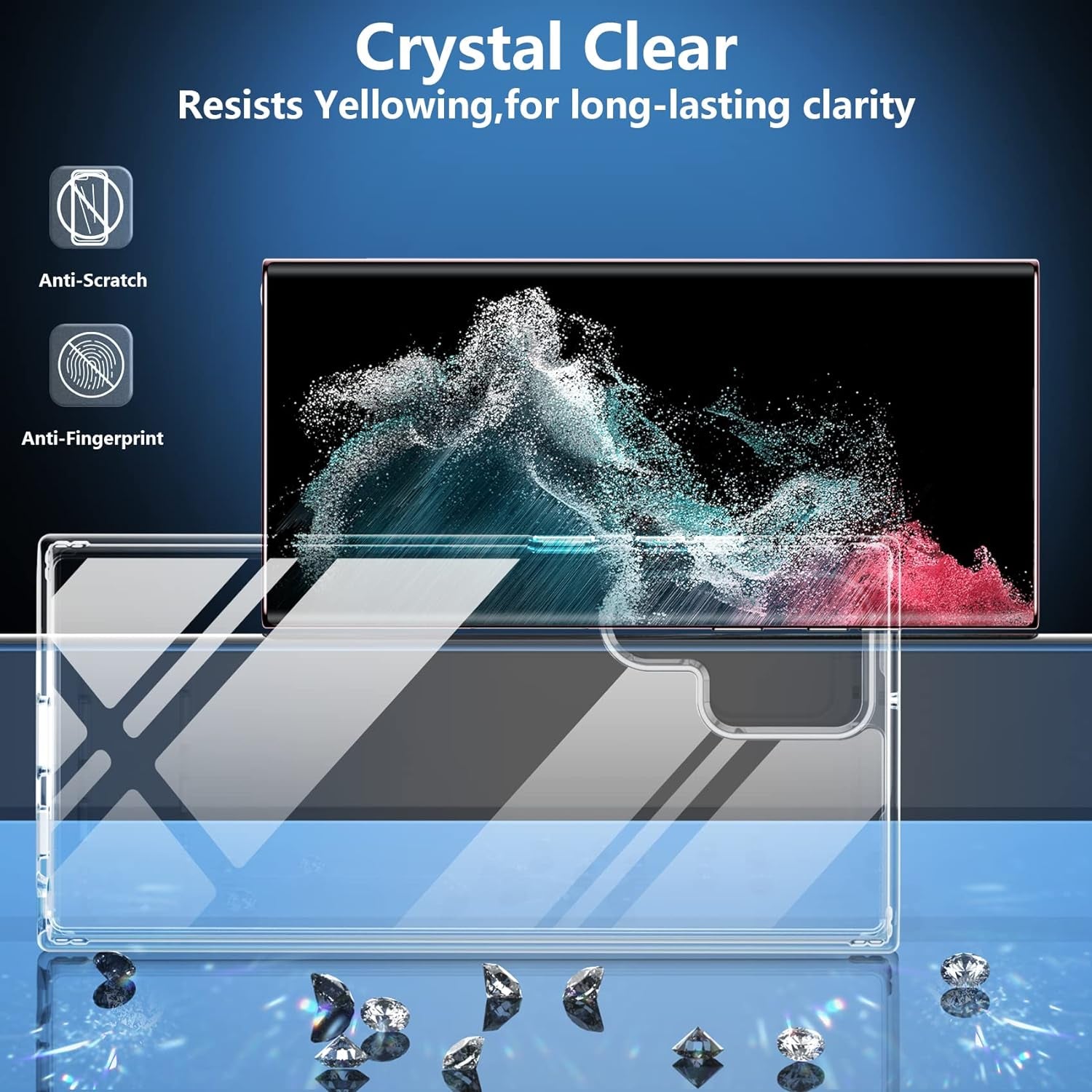 SPIDERCASE Designed for Galaxy S22 Ultra Case, Crystal Clear Slim Thin Clear Cover for Galaxy S22 Ultra 6.8 Inch 2022, Clear  SPIDERCASE   