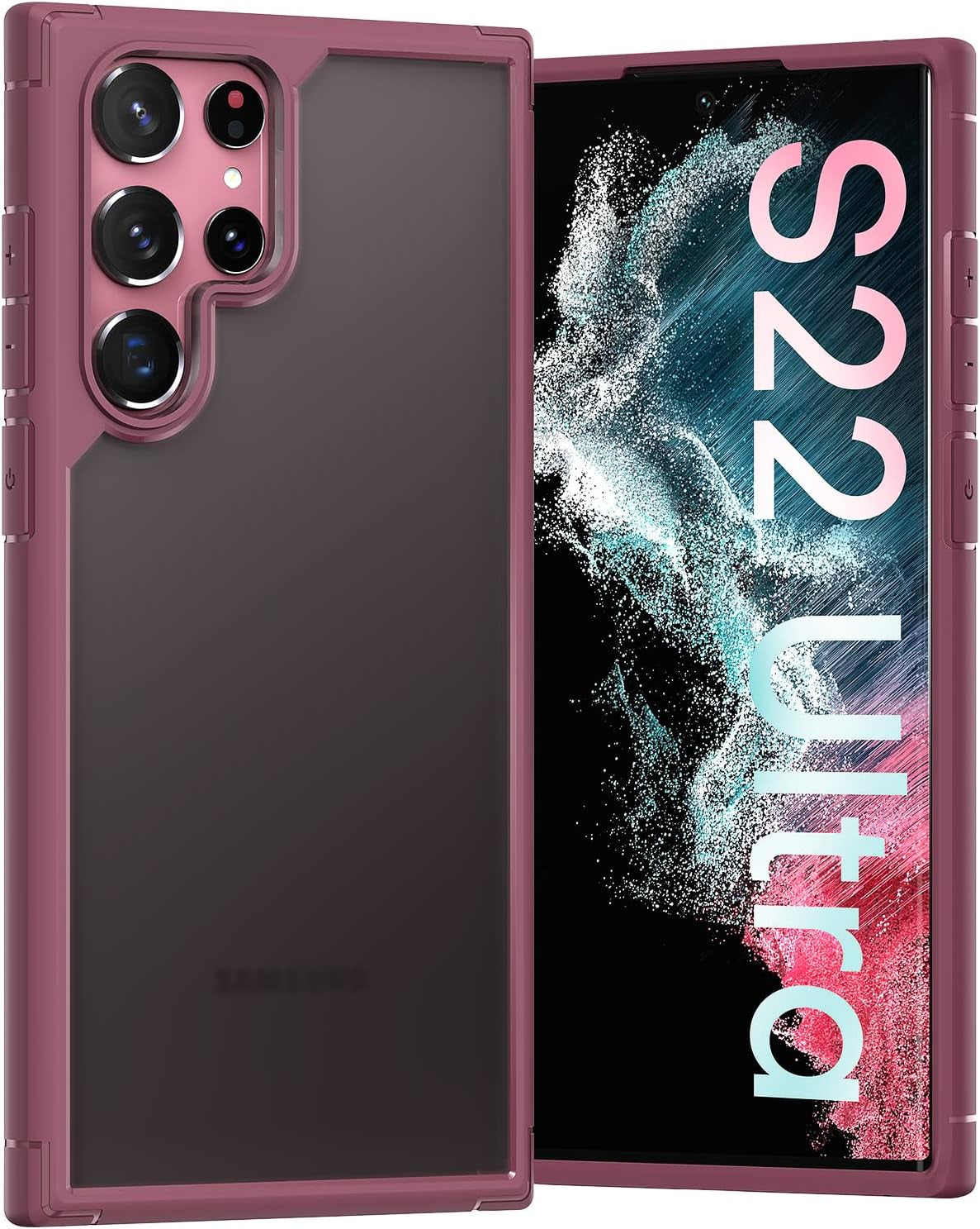 TOCOL for Samsung Galaxy S22 Ultra Case, Translucent Matte Hard Back [Military Grade Shockproof] [Anti-Scratch & Anti-Fingerprint] Slim Fit Protective Cover for Galaxy S22 Ultra Case 6.8'', Navy Blue  TOCOL Plum  