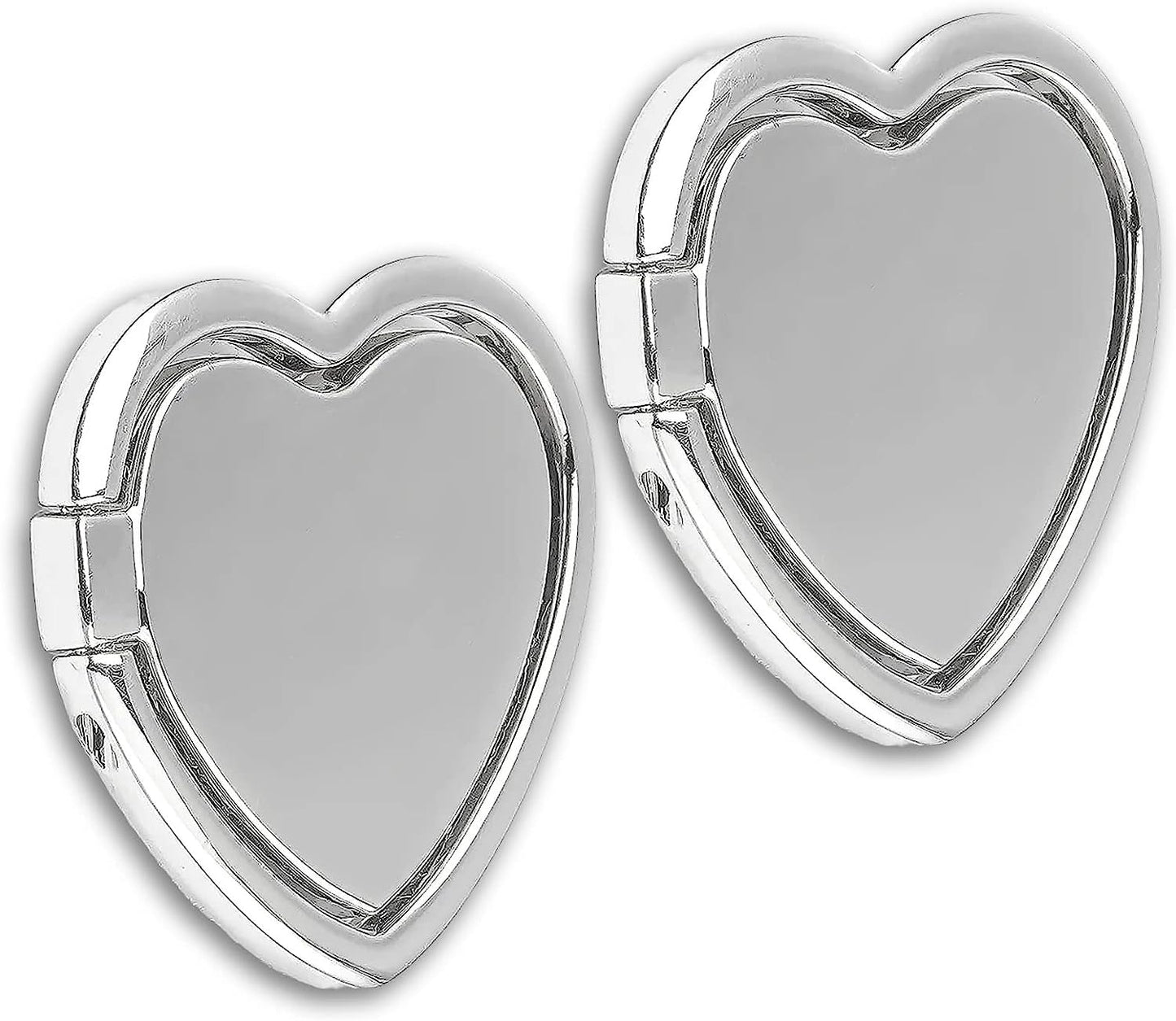 [2 Packs] Love Heart Shaped Glossy Finish Cell Phone Ring Holder Stand, 360 Degree Rotation Finger Ring Kickstand with Polished Metal Phone Grip for Magnetic Car Mount (Black)  Wansurs Sliver  