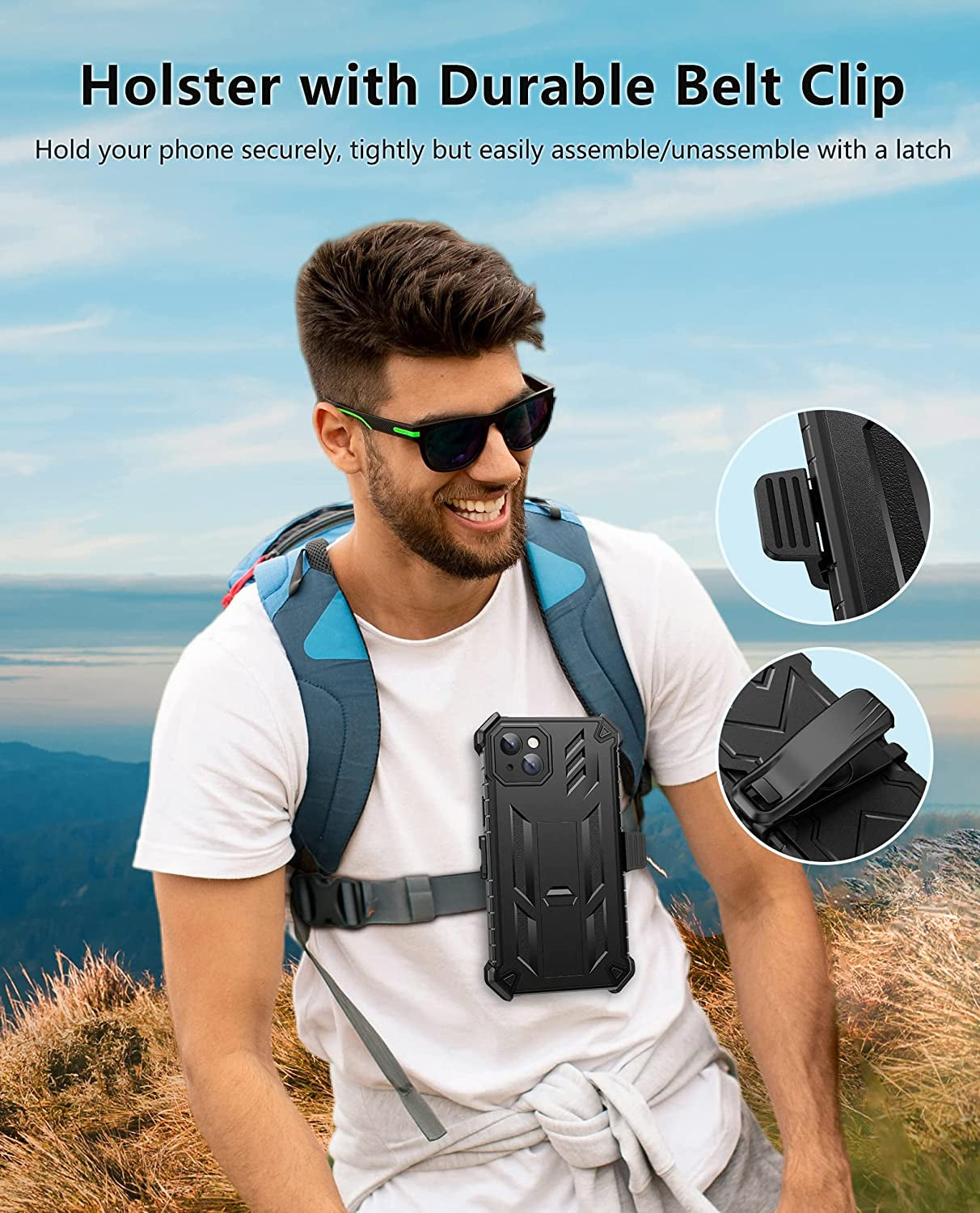 FNTCASE for Iphone 14Plus Phone Case: Rugged Protective Belt Clip Holster Heavy Duty with Built in Kickstand - 360 Protection Shockproof Cover for Apple Iphone 14 plus Cases, 6.7Inch (Matte Black)  iPhone 14 Plus cases   