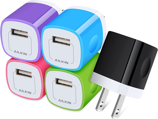 USB Wall Charger Plug, Fast Charging Block, AILKIN 5Pack 1A 1-Port Power Adapter Charging Cube Bricks Box for Iphone 14 13 12 Mini Pro Max/11/Xr/Xs/X/8/7, Ipad Pro/Air, Cell Phone USB a Plug Cargador  Shenzhen Putuo Technology Co.,Ltd   
