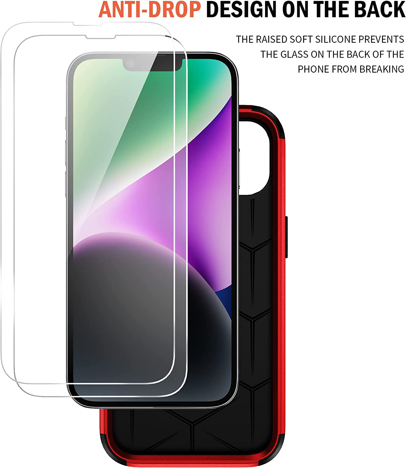 Ezanmull for Iphone 14 Case, [Shockproof] [Dropproof] [Full-Body] [2+Tempered Glass Screen Protector + 2+Tempered Camera Lens Protector] Heavy Duty Protection Phone Case for Apple Iphone 14 (Red)  Ezanmull   