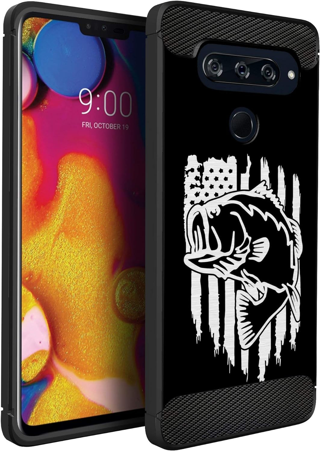 Casesondeck Case Compatible with LG V40 Thinq, Slim Precise Fit TPU Case, Scratch Protection and Unique Design (Shark Attack)  CasesonDeck Fishing Usa Bass  