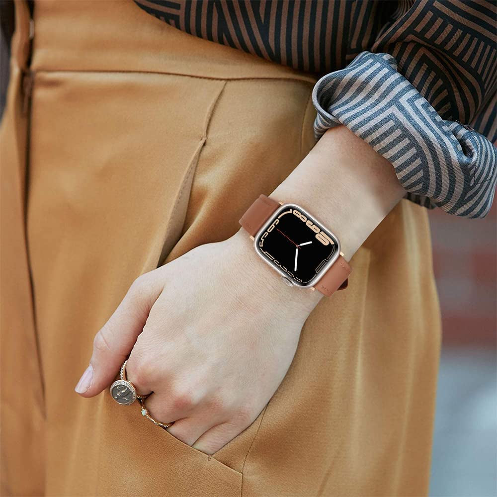 SWEES Leather Bands Compatible with Apple Watch Bands 41Mm 40Mm 38Mm Women Men, Genuine Leather Bands Replacement Strap for Apple Iwatch SE2 SE Series 8 7 6 5 4 3 2 1,Sports & Edition  SWEES   
