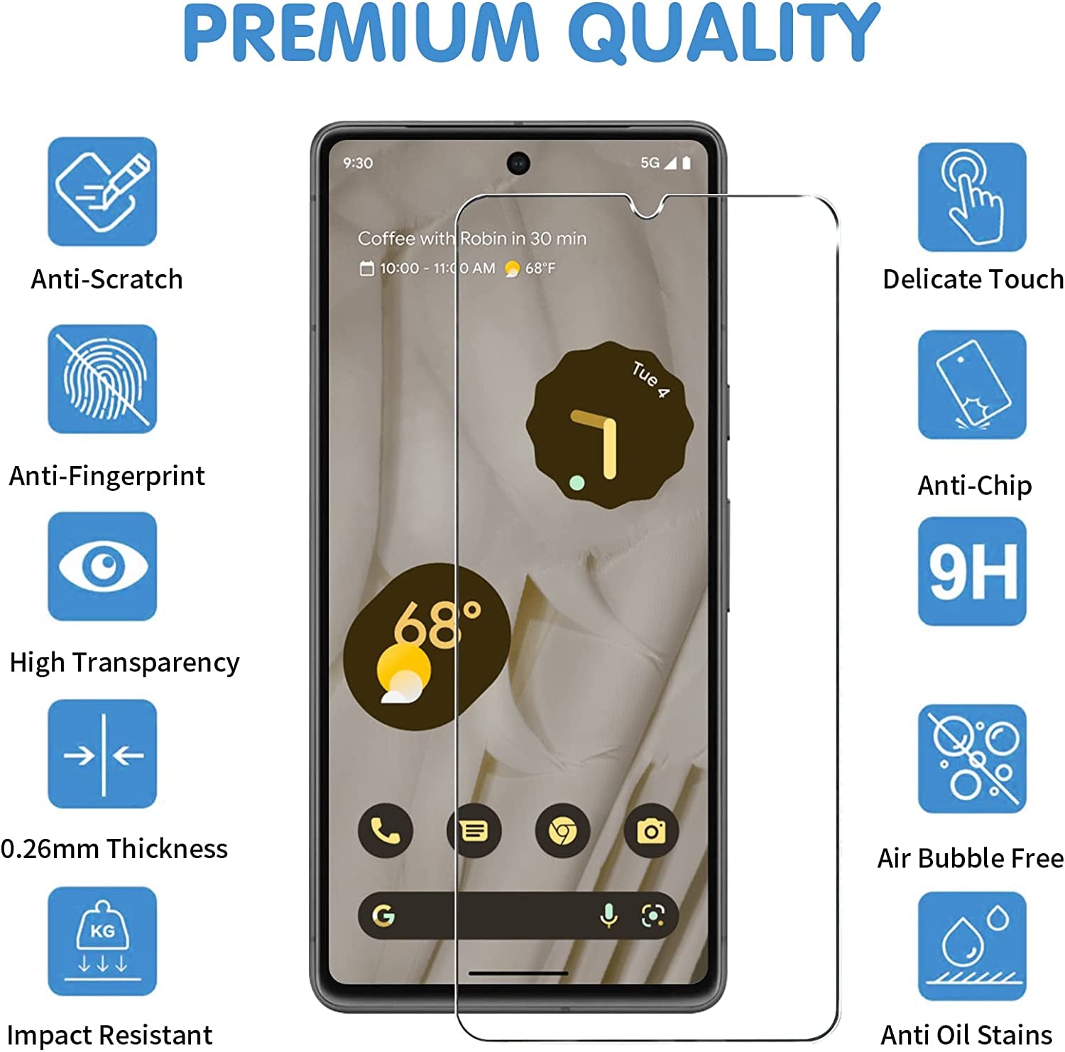 [4+3Pack] Glass Screen Protector for Google Pixel 7, 9H Tempered Glass, Ultrasonic Fingerprint Compatible,Hd Clear Case Friendly for Google Pixel 7 5G Glass Screen Protector  Samcorn   