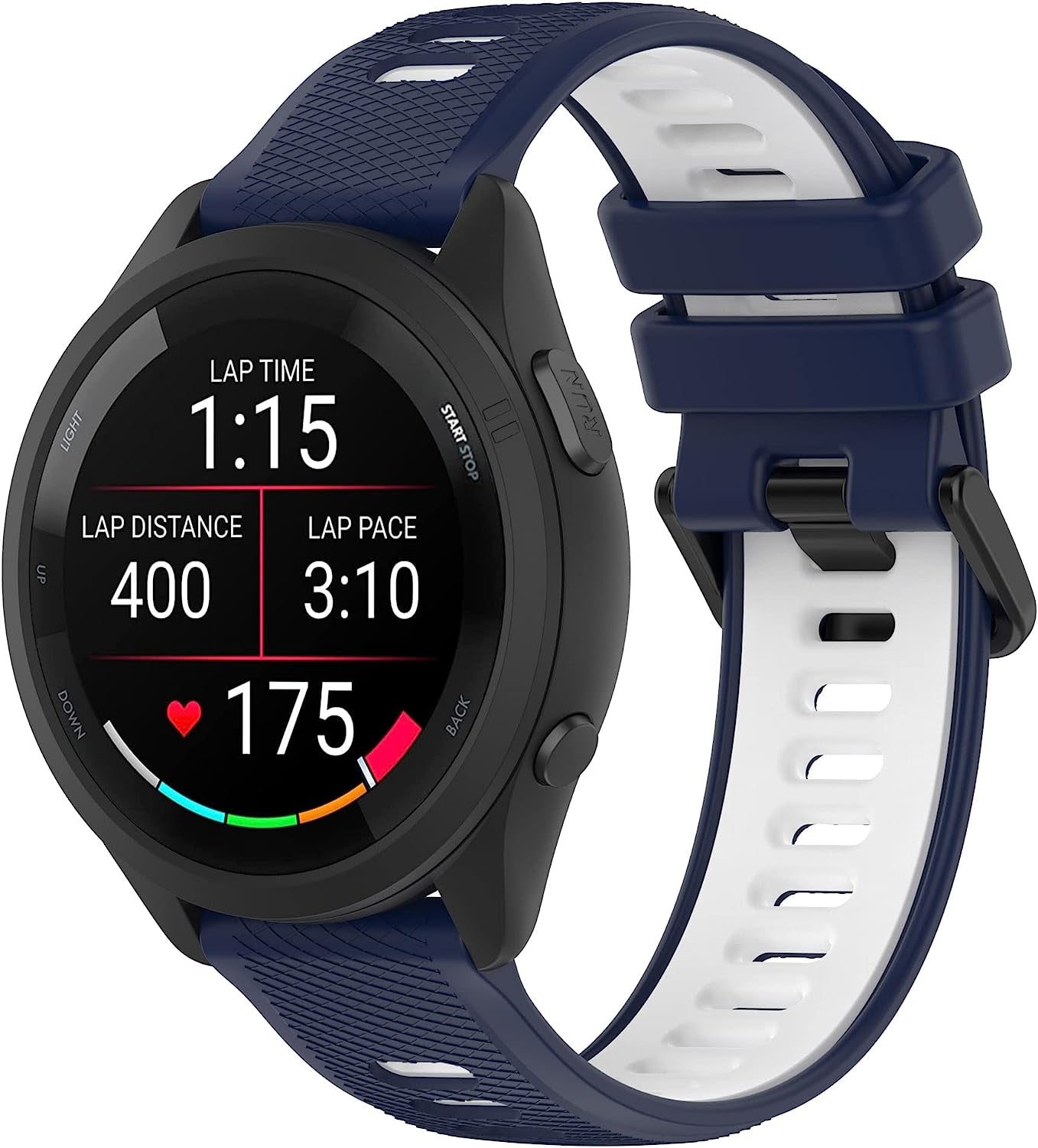 Replacement Band for Garmin GPS Running Smartwatch Band,Soft Silicone Adjustable Sport Band, Easy Change Silicone Replacement Soft Rubber Watch Band  Gusfeliz Blue/White 20MM 