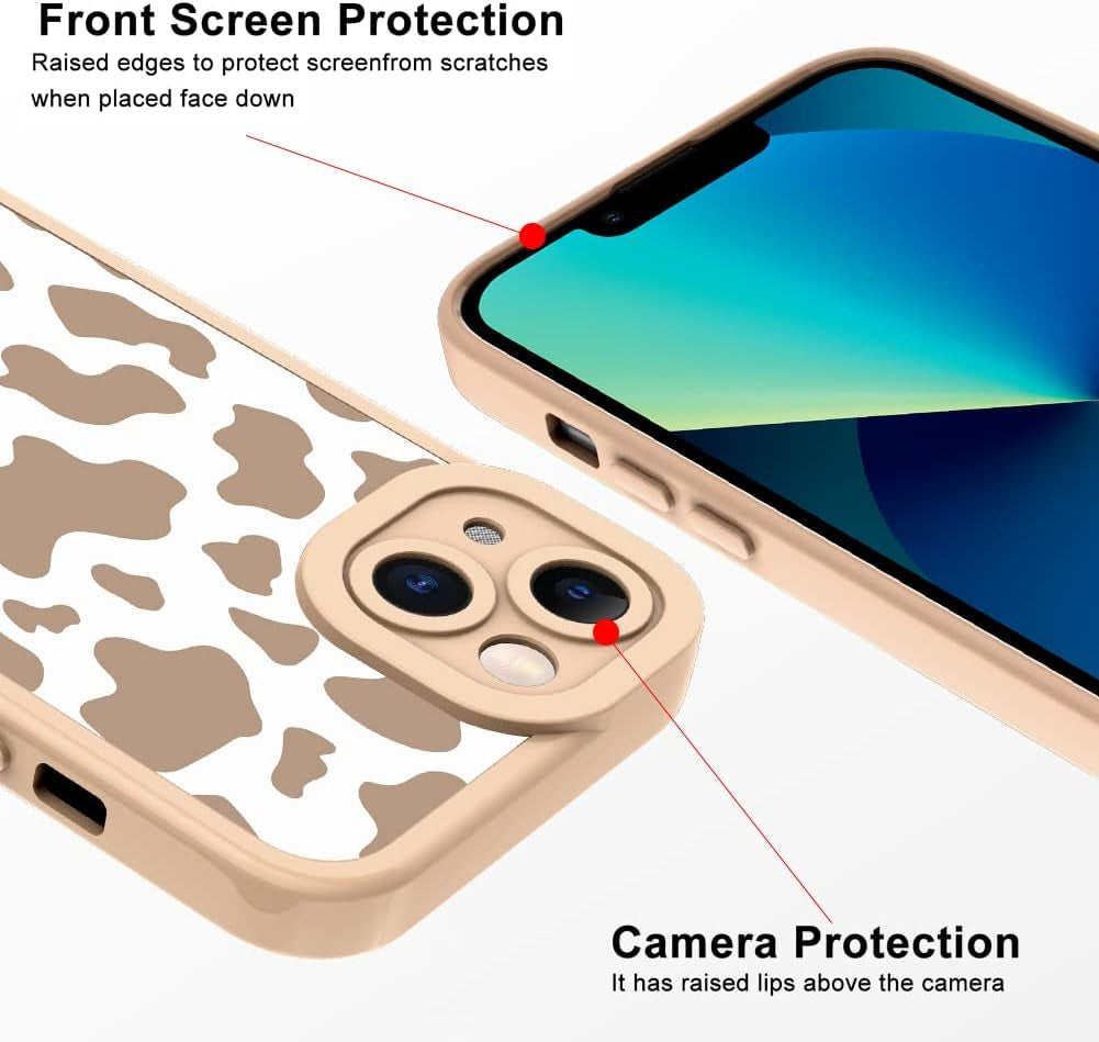 ZIYE for Iphone 13 Case Cow Pattern Phone Case with Camera Protection,Silicone TPU Phone Protective Cover Cheetah Design Cases Compatible with Iphone 13 6.1 Inch  ZIYE   