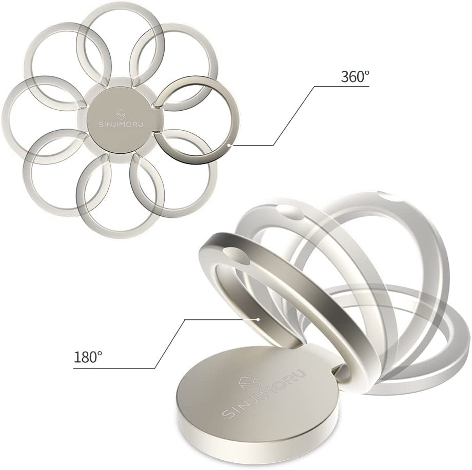 Sinjimoru Phone Ring Holder & Finger Ring Stand 360° Rotation, Phone Grip Kickstand for Iphone Attachable to Magnetic Car Mount Finger Loop for Cell Phone. Ringo Mini Metallic Black  Sinjimoru Co.Ltd   