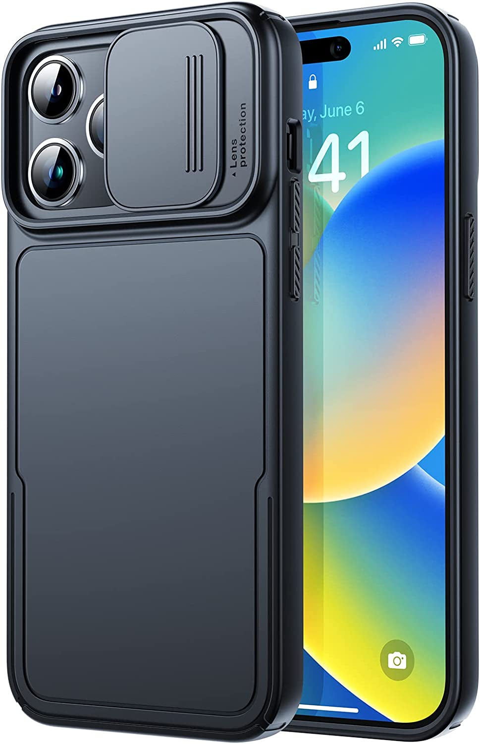 Simtect Designed for Iphone 14 Pro Case with Sliding Camera Cover, Shockproof & Military-Grade Protective Silicone Phone Case for Iphone 14 Pro 6.1 Inch - Clear  Simtect Matte Black Iphone 14 Pro Max 