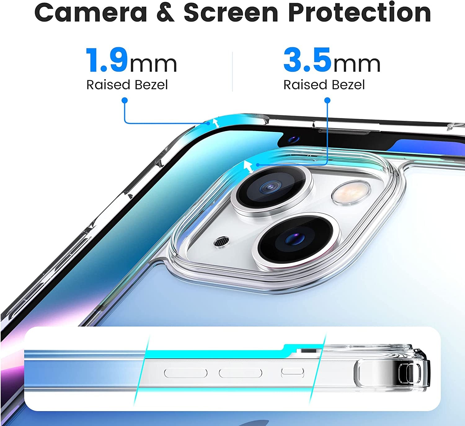 Mkeke Compatible for Iphone 13/14 Case, Not Yellowing Shockproof Phone Case with Protective Bumper Slim Cover Fit for Iphone 13/14, Gradient Blue  Shenzhen Make Technology Company Limited   