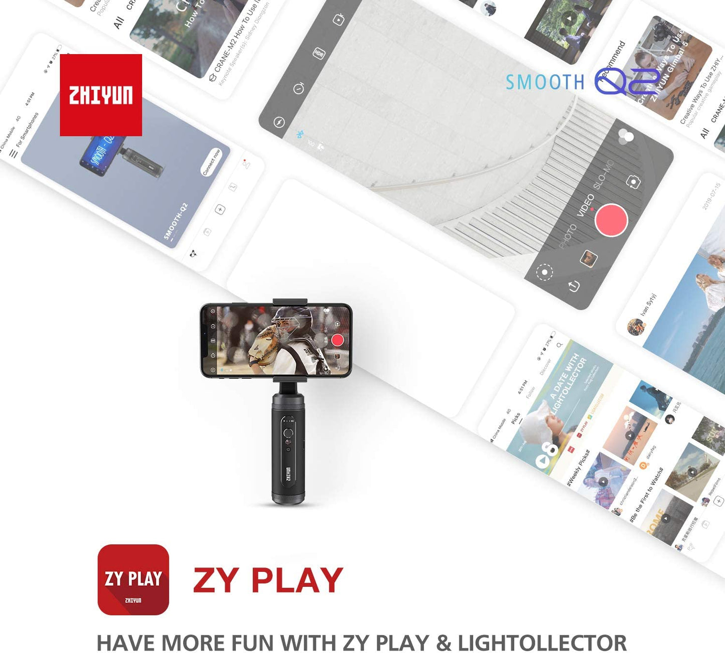 Zhiyun Smooth Q2 [Official], 3-Axis Handheld Smartphone Gimbal Stabilizer for Iphone, Samsung, Android, Ios, with Time-Lapse Vertigo Shot Object Tracking  zhi yun   