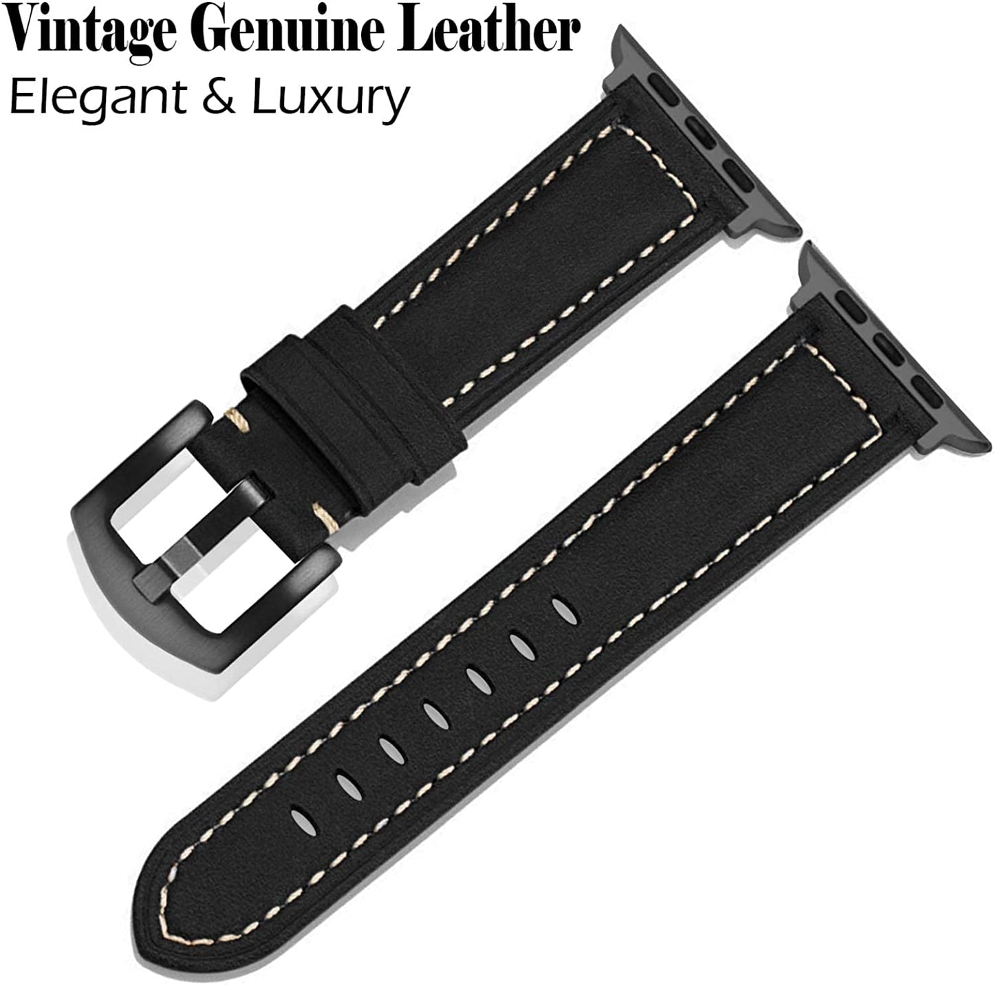 BOTOMALL Compatible with Apple Watch Ultra Band Leather 49/45/44/42Mm 41/40/38Mm Series 8 7 SE 6 5 4 3 2 1 Premium Vintage Leather Replacement Straps for Iwatch Men Women  BOTOMALL   