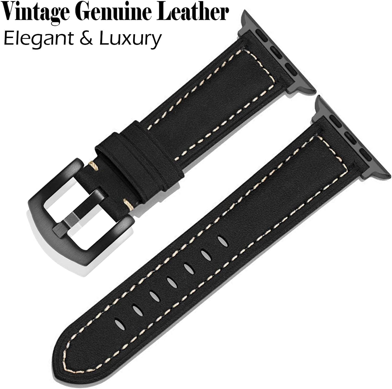 BOTOMALL Compatible with Apple Watch Ultra Band Leather 49/45/44/42Mm 41/40/38Mm Series 8 7 SE 6 5 4 3 2 1 Premium Vintage Leather Replacement Straps for Iwatch Men Women  BOTOMALL   