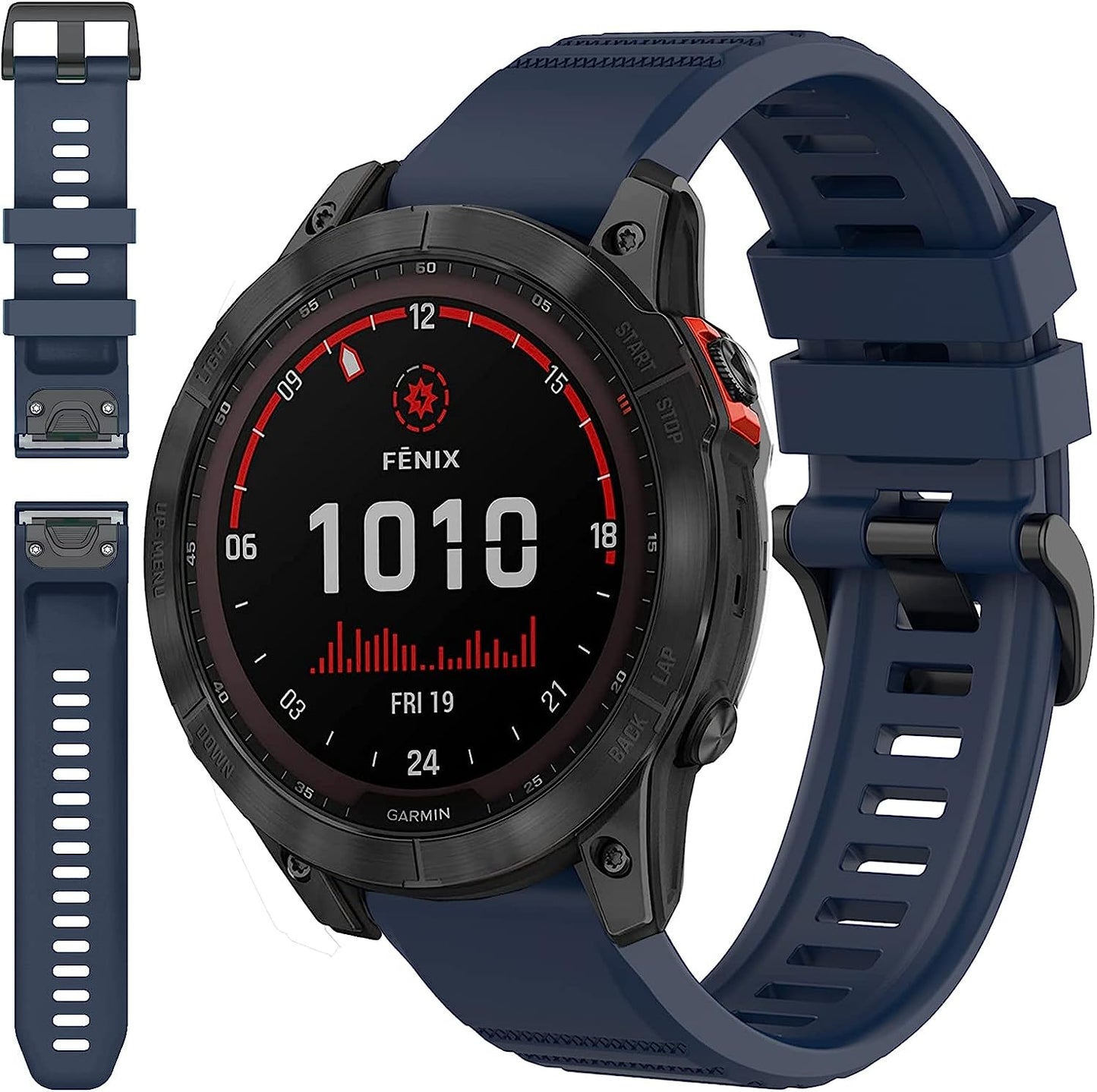 Miimall Compatible for Garmin Fenix 7X Silicone Band, Soft Sport Watch Wristband Women Man Flexible Replacement Band Strap for Garmin Fenix 26Mm 7X/7X Solar/7X Sapphire Solar/6X/5X(Black)  Miimall Midnight Blue  