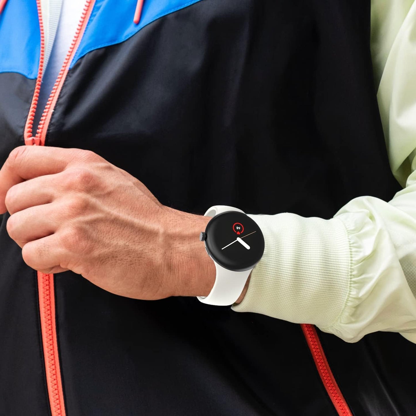 OVERSTEP Compatible for Google Pixel Watch Bands, Soft Silicone Sport Strap Metal Buckle for Google Watch Band, Replacement Google Pixel Watch 2022 Band for Women Men (S, White)  OVERSTEP   