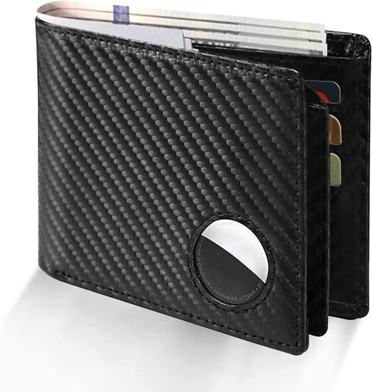 Slim Minimalist Airtag Wallet for Men, Genuine Leather Credit Card Holder for Men Multifunctional RFID Blocking Front Pocket Wallet with ID Window Airtag Holder Pocket Case  Cozybedin   