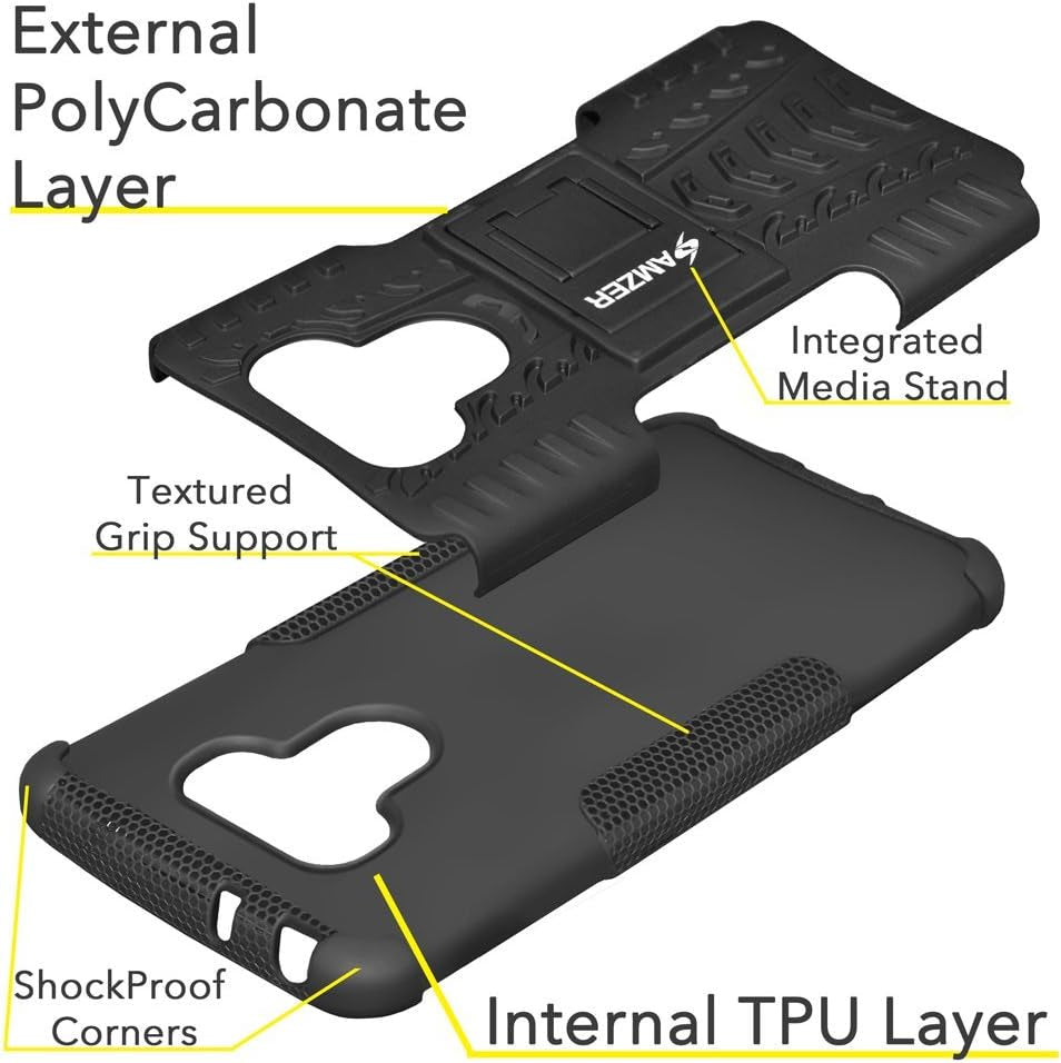 AMZER Slim Protective Shockproof Hybrid Warrior Dual Layer Case Skin for LG G6 - Black  Amzer   