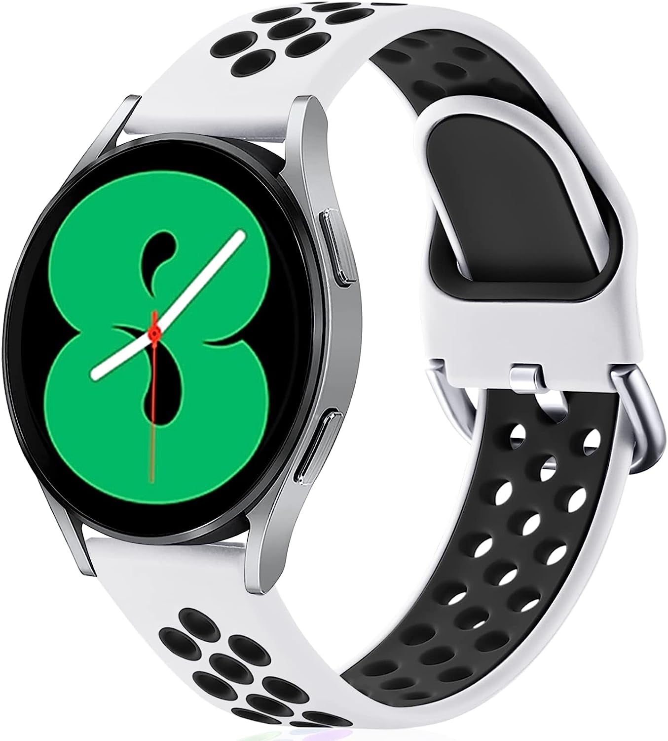 Lerobo Sport Bands Compatible with Samsung Galaxy Watch 4 Band/Galaxy Watch 5 Band,Active 2 Watch Bands/Galaxy Watch 3 Band/Galaxy Watch Band, 20Mm Soft Silicone Sport Strap Replacement Women Men  Lerobo White-Black Large 