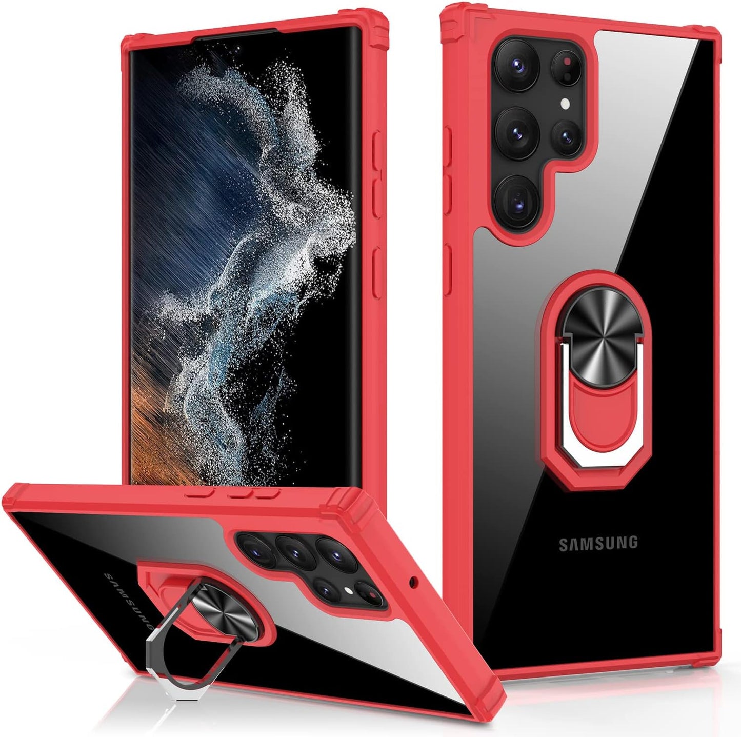 LUMARKE Galaxy S22 plus Case with Camera Cover,Samsung S22 plus Cover Pass 16Ft Drop Test Military Grade Heavy Duty Protective Phone Case with Kickstand for Samsung Galaxy S22 plus Black  LUMARKE Clear Red Galaxy S22 Ultra 6.8''-L 