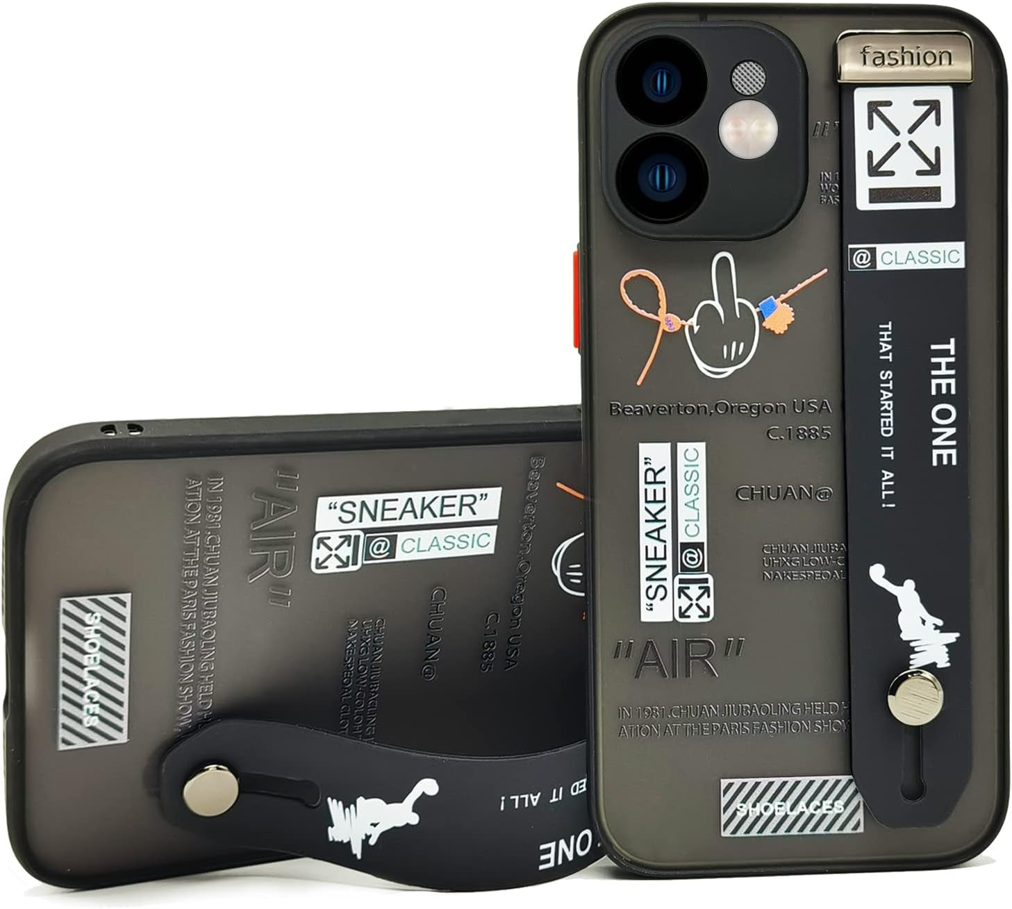 YIJIBANG for Iphone 12 Pro Case with Design Basketball Sports Shoes Pattern Slim Thin Clear Hard Back Shockproof with Adjustable Wristband Kickstand Loopy Phone Cover Men Boys Cool White Black  PTyouhaowei Flyers Sports Iphone 11 