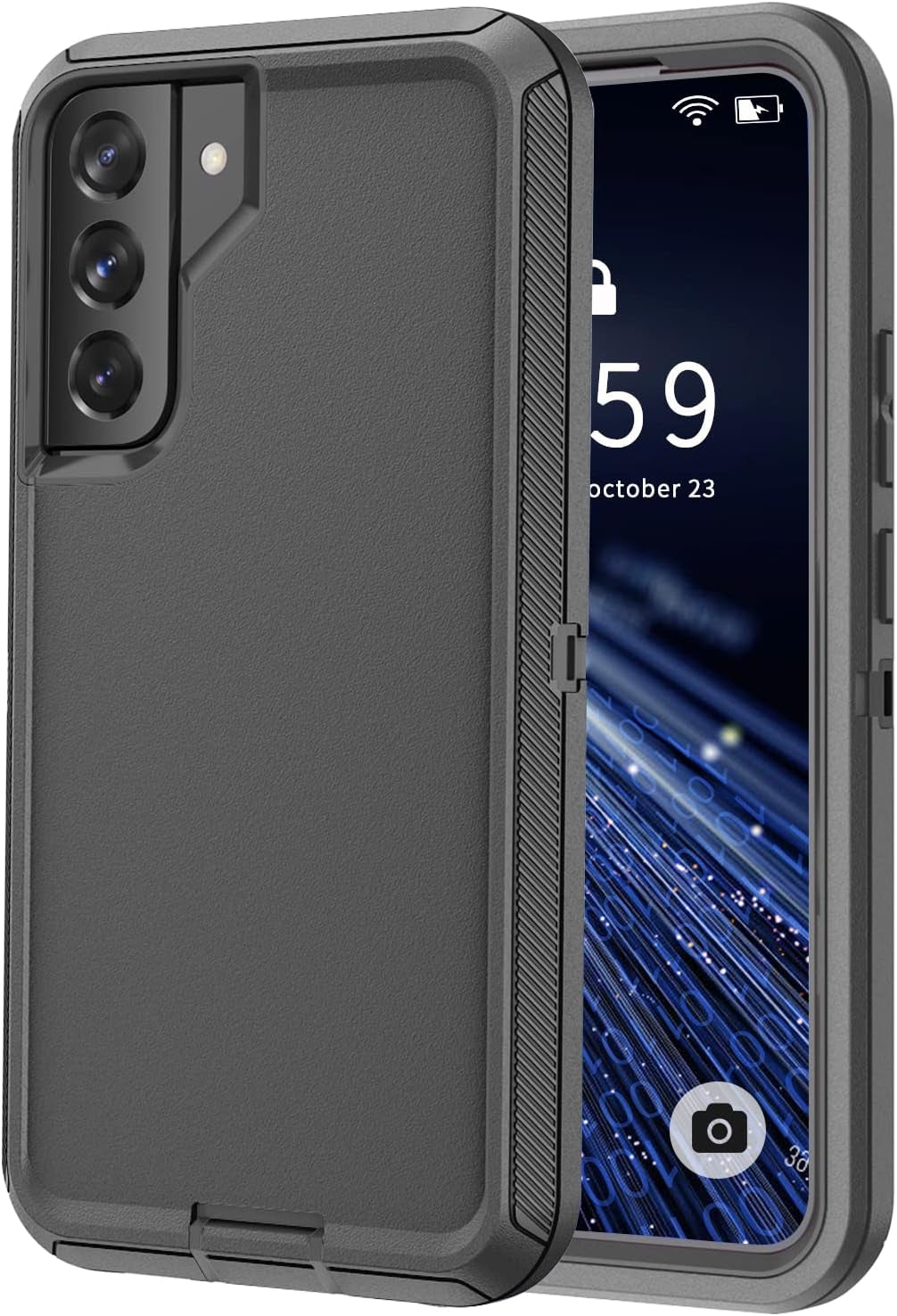 SZFIRSTEY Case for Galaxy S22 Plus, Drop Protection Rugged Shockproof Military Protective Bumper Phone Cover Armor Heavy Duty for Samsung Galaxy S22 plus (Hot Pink/White)  SZFIRSTEY Black Galaxy S22 Plus 