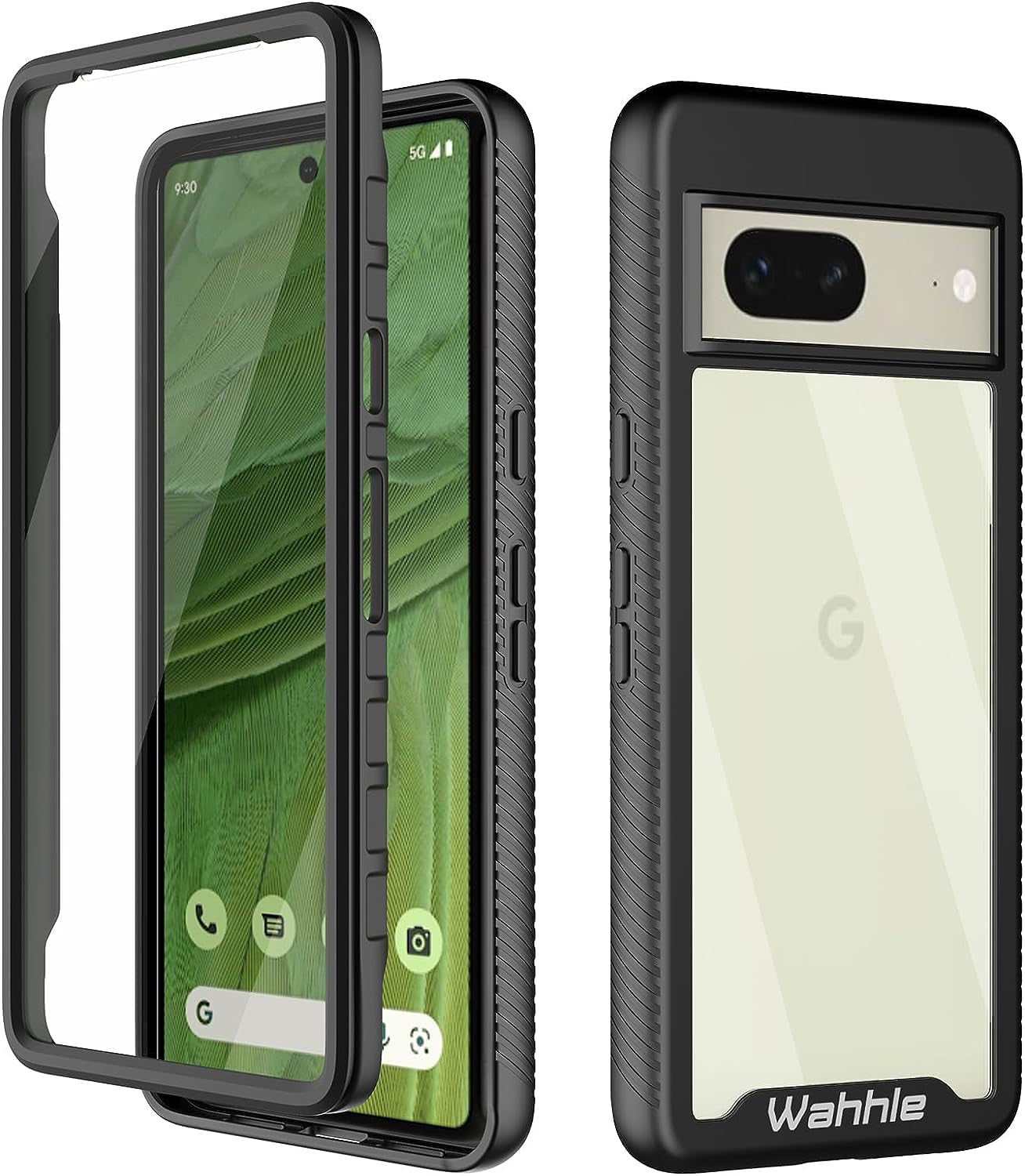 Wahhle Oneplus Nord N200 5G Case, Built in Screen Protector Full Body Shockproof Slim Fit Bumper Protective Phone Cover for 1+ Nord N200 5G Men Women-Black/Clear  wahhle Black Google Pixel 7 