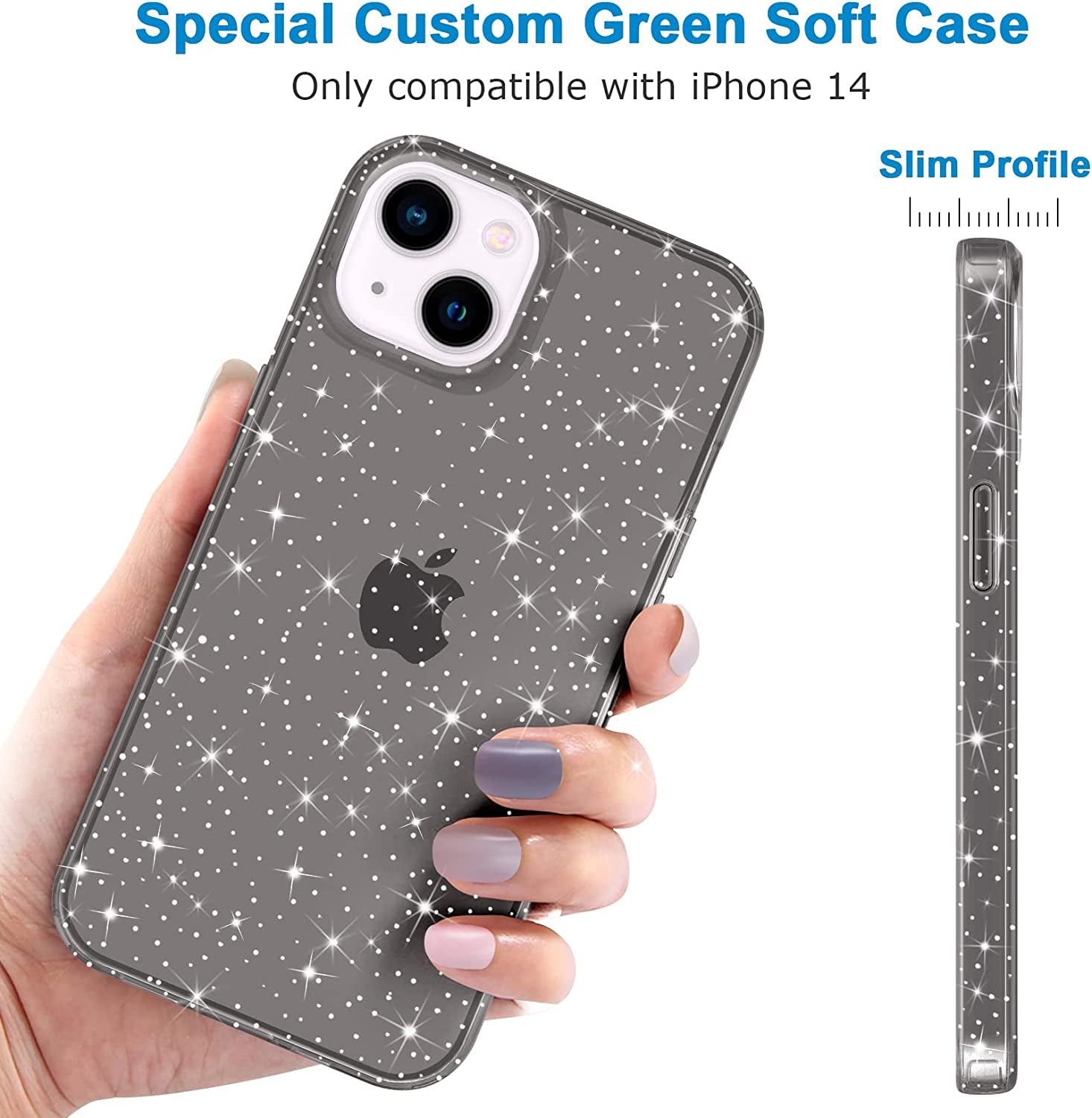 Jjgoo Compatible with Iphone 14 Case, Bling Sparkle Soft TPU Anti-Scratch Shockproof Protective Phone Bumper, Women Girls Cute Slim Sparkly Phone Case for Iphone 14, Black Glitter  JJGoo   