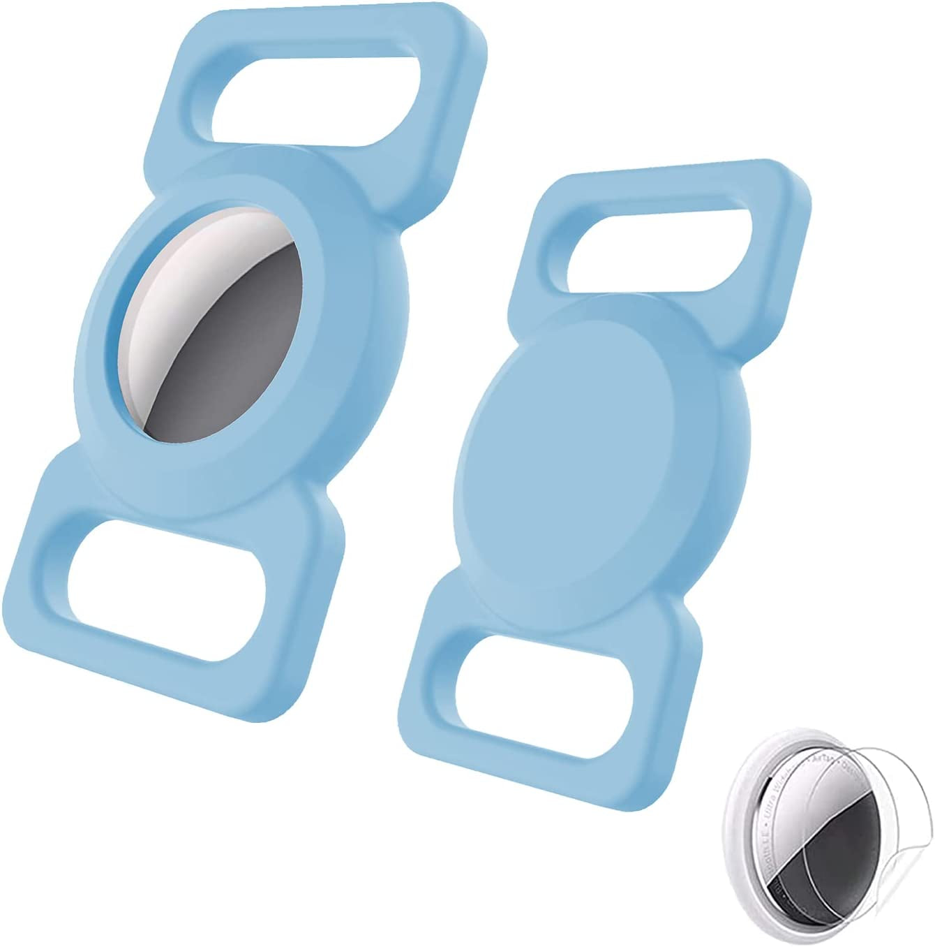 2-Pack Dog Collar Holder Compatible with Airtag, Soft Silicone Waterproof Case for Apple Air Tag Tracker Kids School Bag & Backpack & Dog Pet Collar Loop Holder (Black)  TENTOKU New Blue  