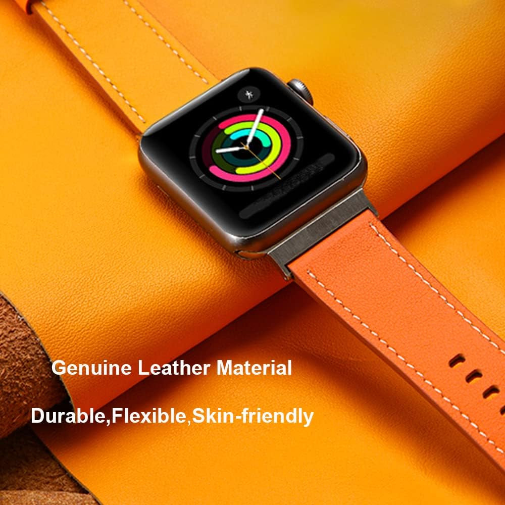 PINHEN Band Compatible with Apple Watch Ultra 49Mm(42/44/45Mm),Series 3 2 1(38/40/41Mm,42/44/45Mm) Bands Double Color Leather Strap Reversible Iwatch Wristband for Women Men  PINHEN   