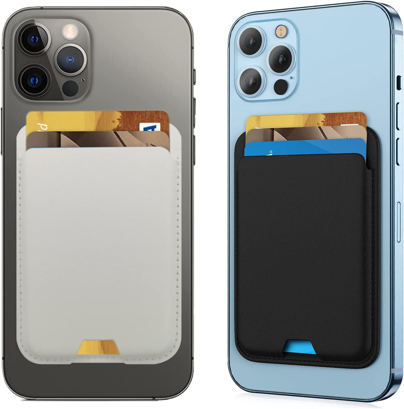 [2 Pack] Magnetic Wallet Card Holder Compatible with Apple Magsafe Wallet for Iphone 14 Pro Max/14 Pro/14/14 Plus, Mag Safe Wallet for Iphone 13 Pro Max/13 Pro/13/13 Mini/Iphone 12 Series,Midnightblue  iLodn Black and White  