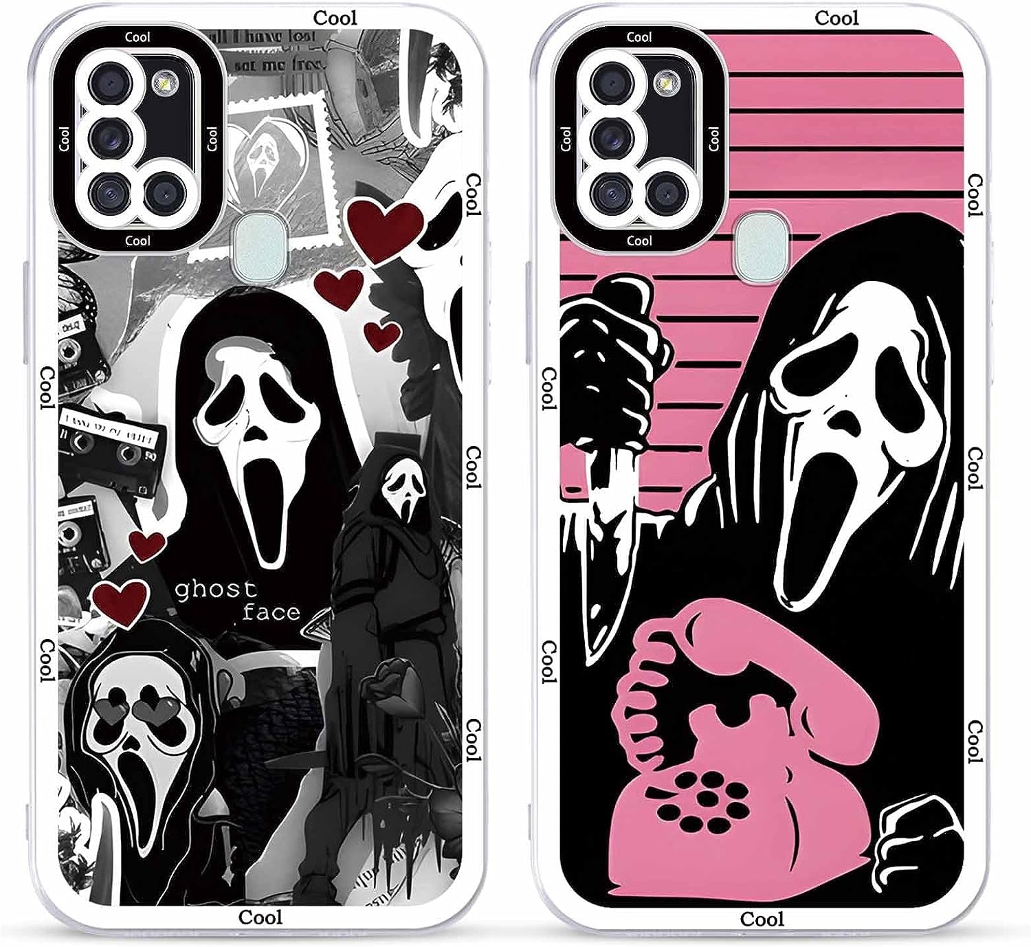 2 × Phone Case for Samsung Galaxy S20/S11E Case Clear 6.2",Scream Horror Movie Printed, Cute Skull Pattern Design Transparent Cases for Women Men Girls, Soft TPU Funda for Samsung S20/S11E,Ghost Face  DZY US Samsung Galaxy A21S (4G)  
