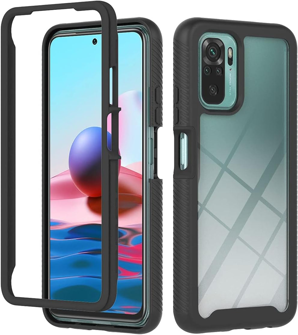 Redmi Note 10 Case, Redmi Note 10S Case, Gift_Source Hybrid Soft Silicone and Hard PC Case Slim 2 in 1 Shockproof Cover Clear Back Shell for Xiaomi Redmi Note 10/Redmi Note 10S 6.43"[Black]  Gift_Source   