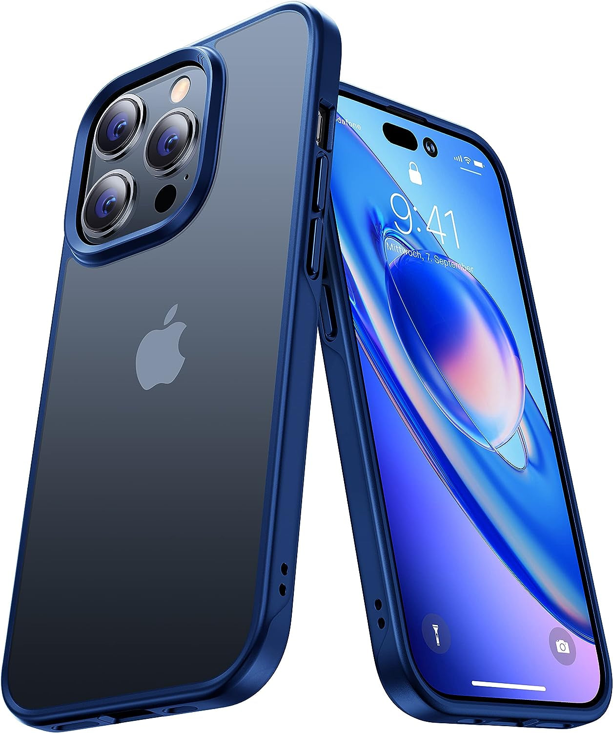 CASEKOO [SGS Tested] Newly Matte Blue Iphone 14 Pro Case [10FT Mil-Grade Protection] Anti-Fingerprints & Anti-Scratch Durable Translucent Back Anti-Slip Frame Iphone 14 Pro Phone Case, Blue  CASEKOO   