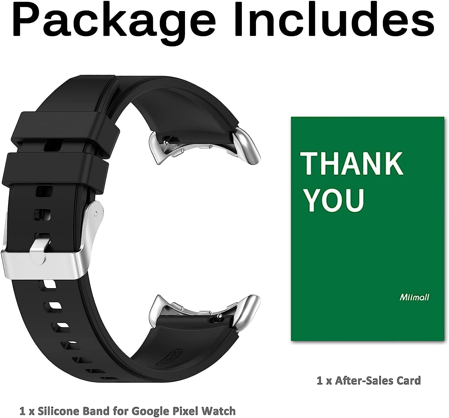 Miimall Compatible for Google Pixel Watch Bands, Pixel Watch Band for Men Women, Waterproof Soft Silicone Strap, Lightweight Sport Wristband Strap for Google Pixel Watch (Black)  Miimall   