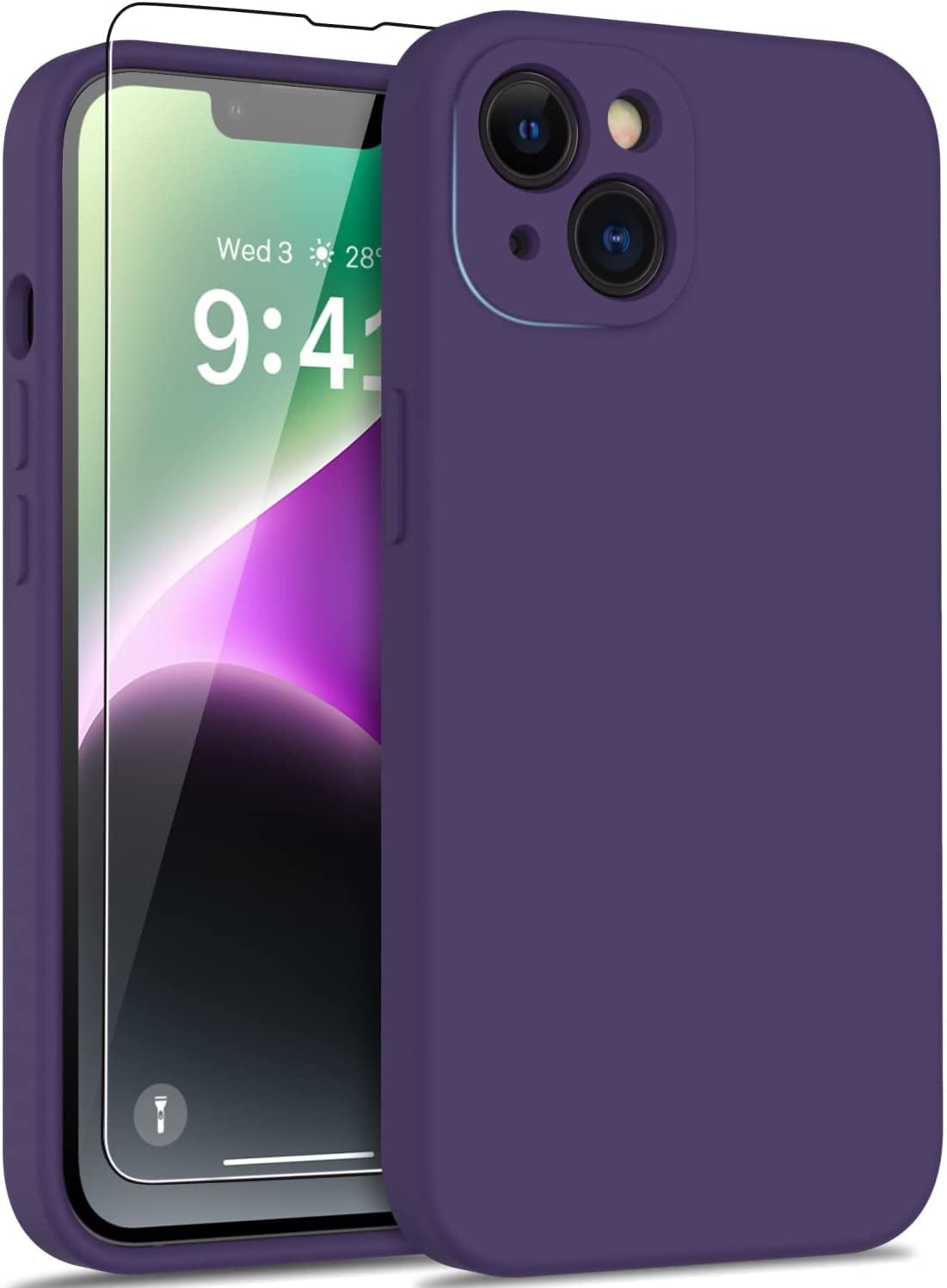 DEENAKIN Iphone 14 Case with Screen Protector,Enhanced Camera Cover,Passing 16Ft Drop Tested Soft Silicone Gel Rubber,Slim Fit Protective Phone Case for Iphone 14 6.1" Army Green  DEENAKIN Elegant Dark Purple  