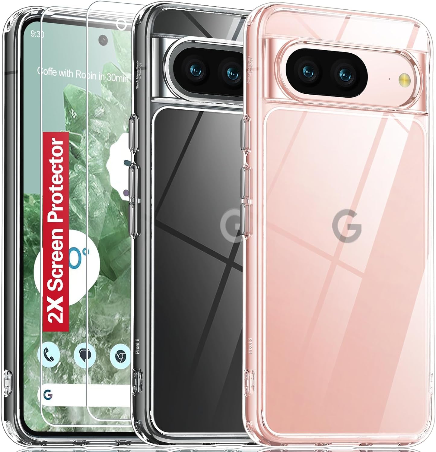 Oterkin for Google Pixel 8 Case,[Shockproof] Pixel 8 Case [15FT Military Grade Defense][Heavy Duty Protection][Dual Layer][Slim Fit] Google Pixel 8 Phone Case (Green)  Oterkin Clear Google Pixel 8 Case 