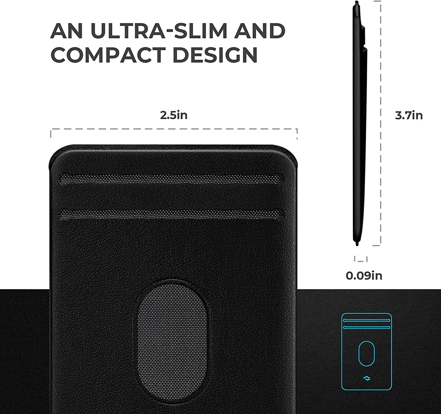 PITAKA Phone Card Holder [Magez Card Sleeve 3.0] Stick on Wallet for Credit or Business Cards, Compatible with Magsafe, Magez Case for Iphone 14/13/12 and Galaxy S23/S22 - PU Leather, Black  pitaka   