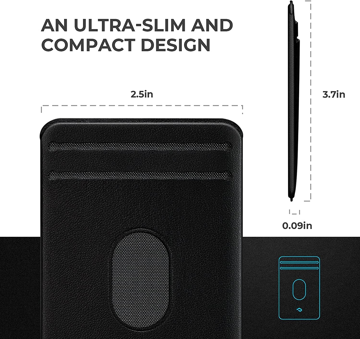 PITAKA Phone Card Holder [Magez Card Sleeve 3.0] Stick on Wallet for Credit or Business Cards, Compatible with Magsafe, Magez Case for Iphone 14/13/12 and Galaxy S23/S22 - PU Leather, Black  pitaka   