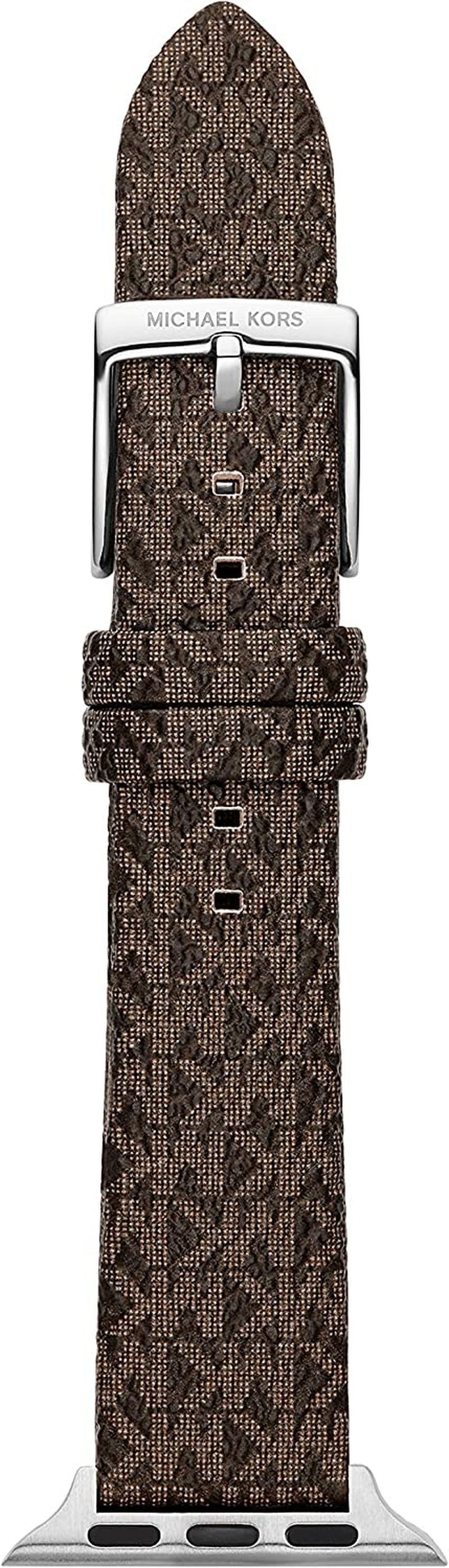 Michael Kors Interchangeable Watch Band Compatible with Your 38Mm/40Mm/41Mm Apple Watch- Leather or Silicone Bands for Apple Watch Series 8/7/6/5/4/3/2/1/SE  Michael Kors Brown Logo  