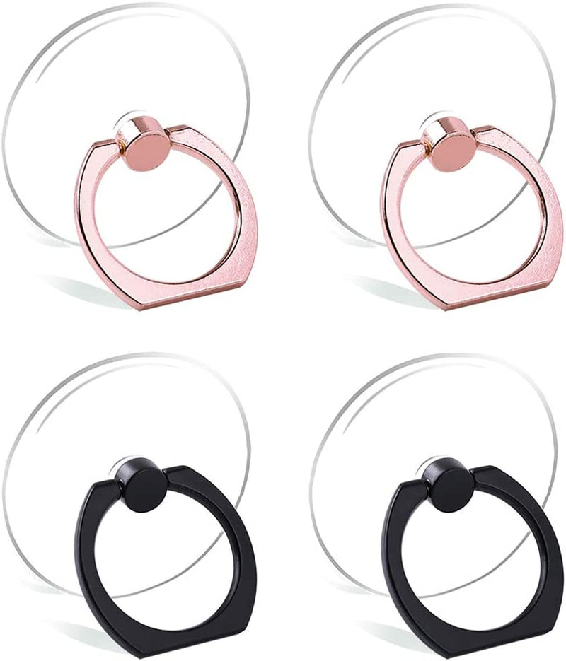Cell Phone Ring Holder Stand Transparent Finger Grip Loop  Exoer 2 Rose Gold 2 Black (Round)  