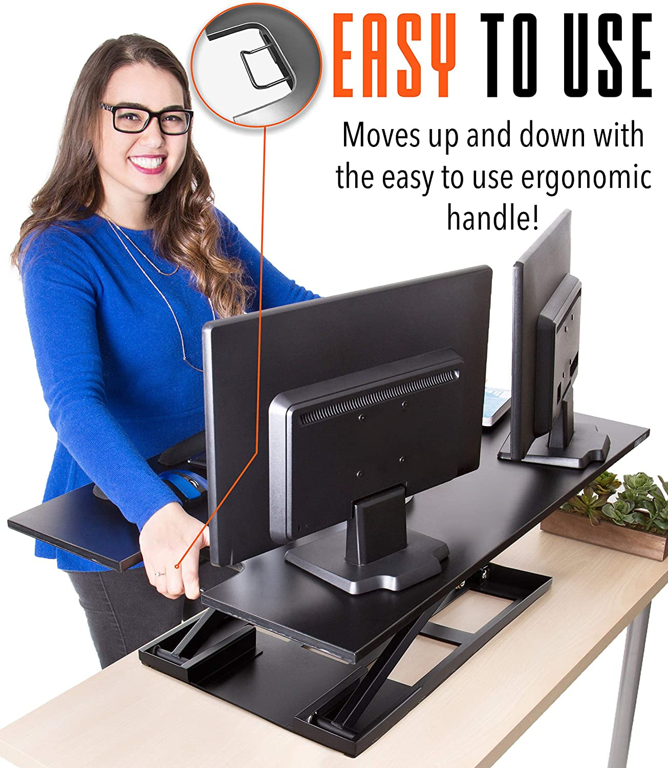X-Elite Pro XL Standing Desk Converter | Instantly Convert Any Surface to a Stand up Desk | Extra Large Sit to Stand Desk Converter | Easily Fits 2 Monitors (36 Inches | Black)  Stand Steady   