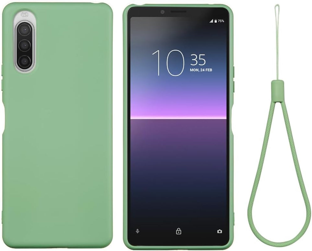 Case for Sony Xperia 10 II, Liquid Silicone Protective Phone Case for Sony Xperia 10 II with Silicone Lanyard, Slim Thin Soft Shockproof Cover for Sony Xperia 10 II Silicone Case Yellow  Generic Green Sony Xperia 10 Ii 