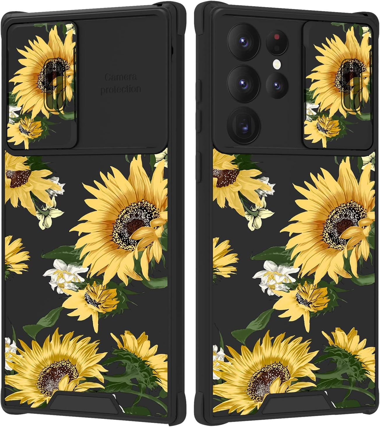 PERRKLD for Samsung Galaxy S21 Ultra Case with Slide Camera Cover Cute Sunflowers Floral for Women Girls Anti-Scratch Hard PC Shockproof Protective Phone Case Cover for Samsung S21 Ultra 6.8 Inch  PERRKLD   