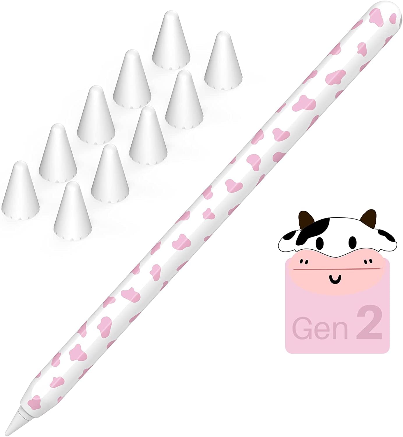 NIUTRENDZ Cow Print Case for Apple Pencil 2Nd Generation Case Cover Silicone Protective Sleeve Skin Accessories with 10Pcs Apple Pencil Tips Cover (Purple)  NIUTRENDZ Pink Apple Pencil 2nd Generation 