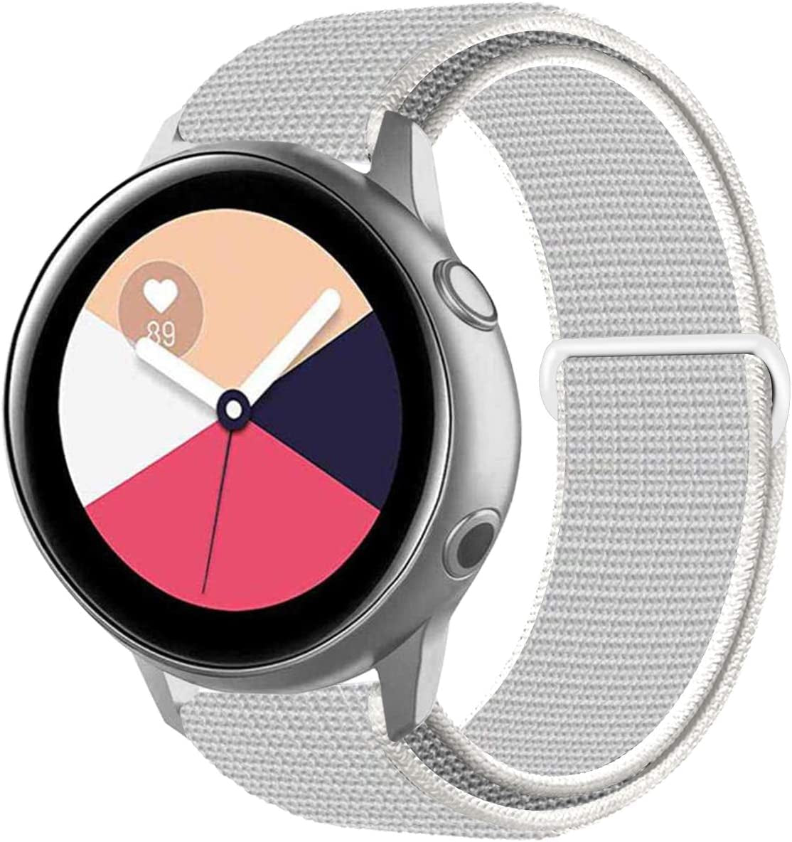 Morsey 20Mm Quick Release Watch Band Compatible with Samsung Galaxy Watch Active 2 40Mm 44Mm/ 42Mm/Pebble/Gizmo/Ticwatch Smart Watch, Nylon Breathable Replacement Sport (Black)  Morsey white  