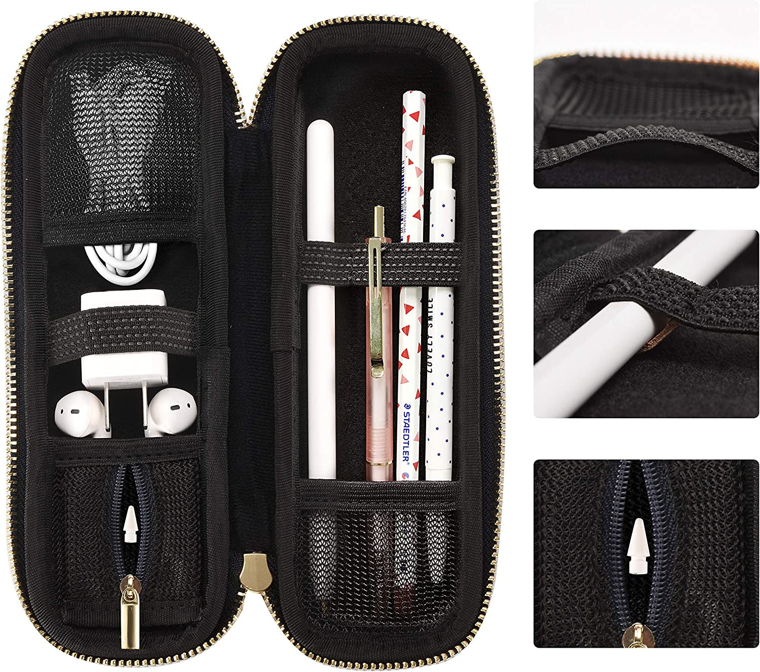 Comfyable Pencil Holder Pencil Case for Apple Pencil, Pen Accessories Elastic Strap Sleeve Protective Carrying Case for Airpods with Mesh Pockets, Blue Stripes  Comfyable   